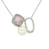 COLLIER ARG P.EAU DOUCE 9.5MM+CZ+QUARTZ