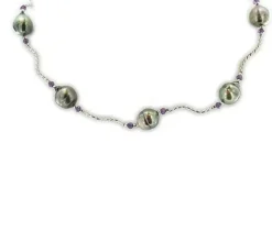 COLLIER ARG P.TAHITI+AMÉTHYSTE 9-10.5MM