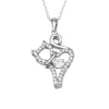 COLLIER CHAT EN ARGENT RHODIÉ SERTI DpiUN CUBIQUE ZIRCONIA DANSANT ET DE CUBIQUES ZIRCONIAS