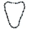 COLLIER DE PERLES DE TAHITI AVEC FERMOIR EN OR BLANC SERTI DE DIAMANTS