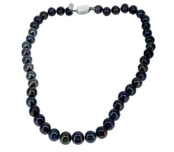 COLLIER DE PERLES DpiEAU DOUCE TEINTÉES AVEC FERMOIR EN ARGENT