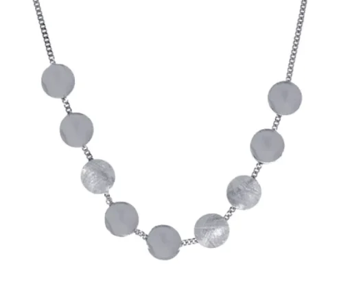 COLLIER EN ARGENT AVEC PLAQUES RONDES ET MAILLE GOURMETTE