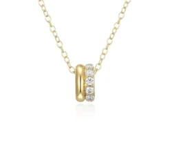 COLLIER EN ARGENT/PVD OR BILLOT SERTI DE CUBIQUES ZIRCONIAS
