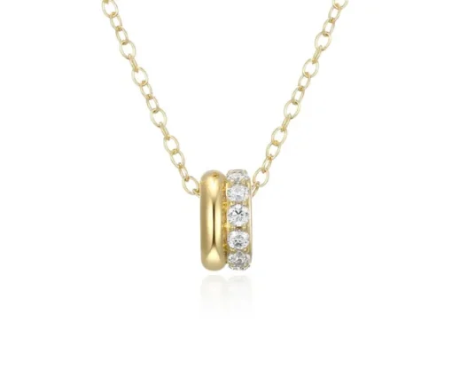 COLLIER EN ARGENT/PVD OR BILLOT SERTI DE CUBIQUES ZIRCONIAS
