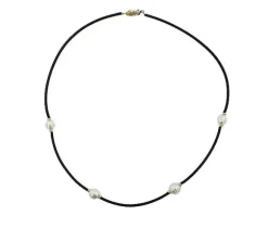 COLLIER 14K CUIR P. EAU DOUCE 8-9MM 18po