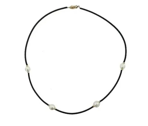 COLLIER 14K CUIR P. EAU DOUCE 8-9MM 18po