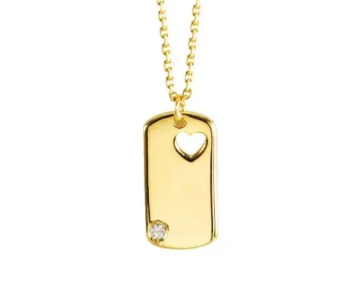 COLLIER 10K IDENTITÉ COEUR 0,015 CT 18