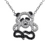 COLLIER PANDA AJOURÉ EN ARGENT RHODIÉ SERTI DE CUBIQUES ZIRCONIAS NOIRS ET BLANCS