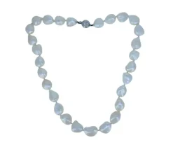 COLLIER PERLE DpiEAU DOUCE BAROQUE AVEC FERMOIR EN OR BLANC