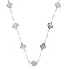 COLLIER TRÈFLES EN OR JAUNE SERTI DE PIERRES DE COULEURS VARIÉES