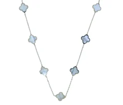 COLLIER TRÈFLES EN OR JAUNE SERTI DE PIERRES DE COULEURS VARIÉES
