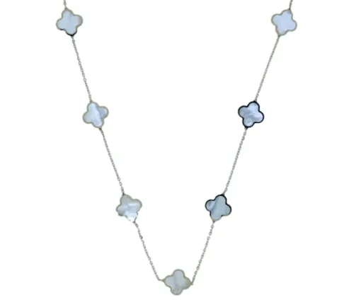 COLLIER TRÈFLES EN OR JAUNE SERTI DE PIERRES DE COULEURS VARIÉES