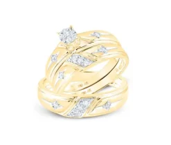 ENSEMBLE DpiALLIANCES 3 MORCEAUX EN OR 2 TONS OU BLANC SERTIES DE DIAMANTS
