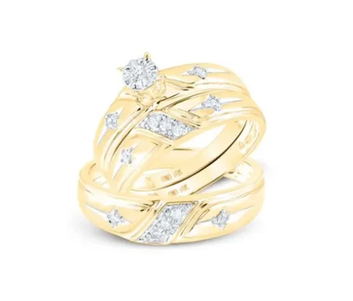 ENSEMBLE DpiALLIANCES 3 MORCEAUX EN OR 2 TONS OU BLANC SERTIES DE DIAMANTS