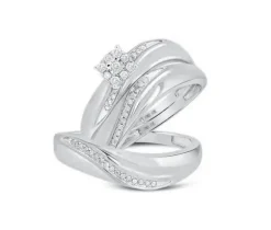 ENSEMBLE DpiALLIANCES 3 MORCEAUX EN OR 2 TONS OU BLANC SERTIES DE DIAMANTS