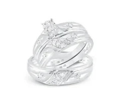 ENSEMBLE DpiALLIANCES 3 MORCEAUX EN OR 2 TONS OU BLANC SERTIES DE DIAMANTS