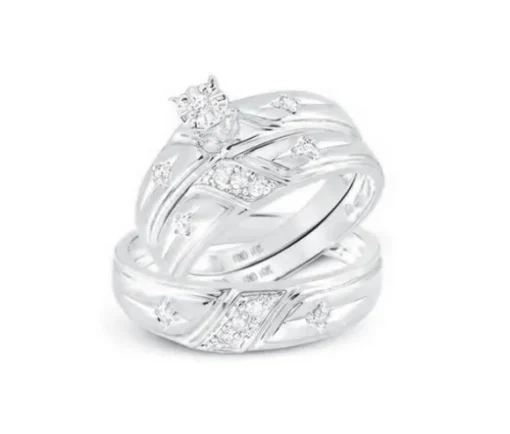 ENSEMBLE DpiALLIANCES 3 MORCEAUX EN OR 2 TONS OU BLANC SERTIES DE DIAMANTS