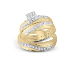 ENSEMBLE DpiALLIANCES 3 PIÈCES EN OR 2 TONS OU TOUT BLANC SERTIES DE DIAMANTS