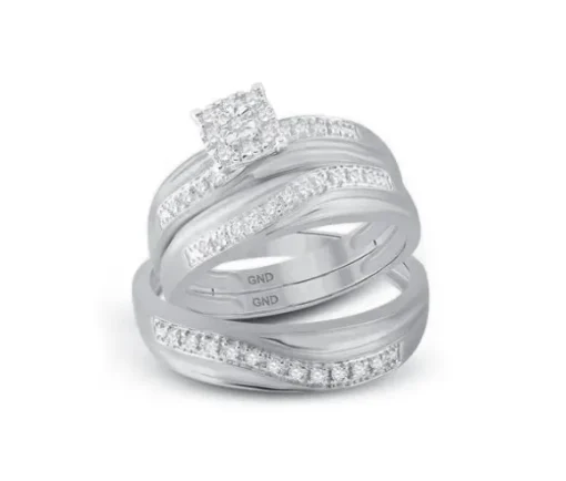 ENSEMBLE DpiALLIANCES 3 PIÈCES EN OR 2 TONS OU TOUT BLANC SERTIES DE DIAMANTS