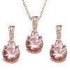 ENSEMBLE PENDENTIF ET BOUCLES EN ARGENT/PVD ROSE SERTIS DE CUBIQUES ZIRCONIAS