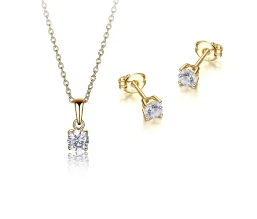 ENSEMBLE PENDENTIF/BOUCLES EN ARGENT RHODIÉ SERTIS DE CUBIQUES ZIRCONIAS