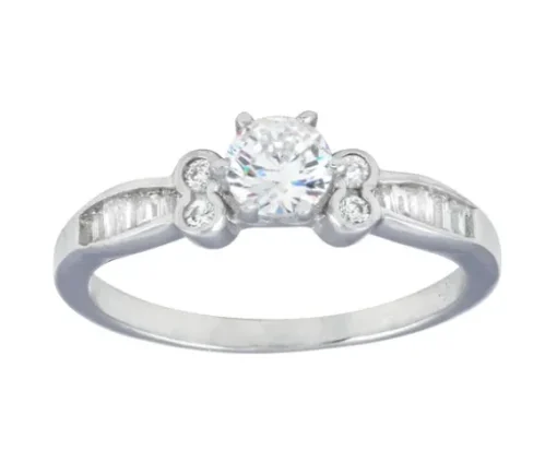 JOLIE BAGUE EN ARGENT RHODIÉ SERTIE DE CUIBIQUES ZIRCONIAS