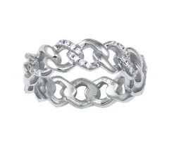 JONC EN ARGENT RHODIÉ STYLE CHAINETTE SERTI DE CUBIQUE ZIRCONIA