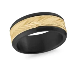 JONC EN CÉRAMIQUE NOIRE ET OR 14K