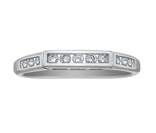 JONC EN OR BLANC SERTI DE DIAMANTS