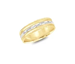 JONC EN OR 10K AVEC MOTIF CORDE ET TAILLE DIAMANT