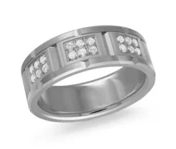 JONC EN OR 14K ET TANTALE SERTI DE DIAMANTS