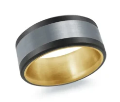 JONC EN OR 14K/FIBRE DE CARBONE ET TANTALE