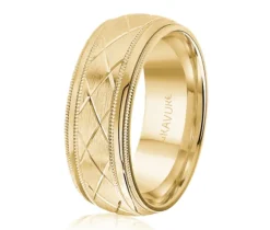 JONC EN OR OU EN PLATINE AVEC MOTIF EN X ET MILGRAIN
