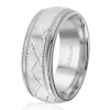 JONC EN OR OU EN PLATINE AVEC MOTIF EN X ET MILGRAIN