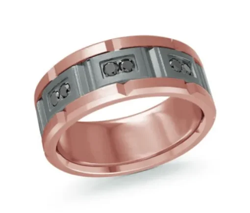 JONC EN TANTALE ET OR 14K SERTI DE DIAMANTS BLANCS OU NOIRS