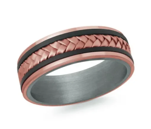 JONC EN TANTALE, OR 14K ET FIBRE DE CARBONE