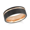 JONC EN TUNGSTÈNE/PVD ROSE ET NOIR CONFORT FIT