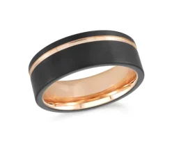 JONC EN TUNGSTÈNE/PVD ROSE ET NOIR CONFORT FIT