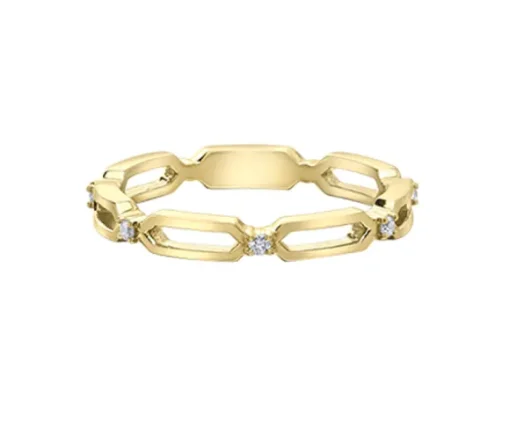 JONC PAPERCLIP EN OR JAUNE SERTI DE DIAMANTS