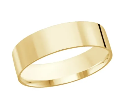 JONC PLAT UNI EN OR CONFORT FIT 6MM DE LARGEUR
