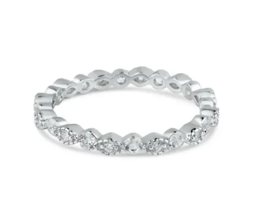 JONC ÉTERNITÉ EN ARGENT RHODIÉ SERTI DE CUBIQUES ZIRCONIAS