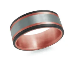 14K/PVD NOIR/TANTALE 9MM MOTIF BROSSÉ
