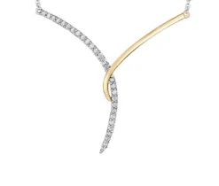 MAGNIFIQUE COLLIER EN OR 10K 2 TONS SERTI DE DIAMANTS