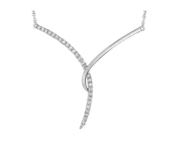 MAGNIFIQUE COLLIER EN OR 10K BLANC SERTI DE DIAMANTS