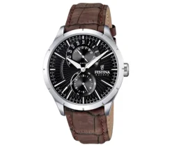 M.H. FESTINA ACIER CUIR TAUPE 45MM