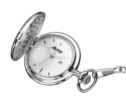 MONTRE DE POCHE AU QUARTZ EN ACIER AVEC CHAINE