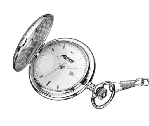 MONTRE DE POCHE AU QUARTZ EN ACIER AVEC CHAINE