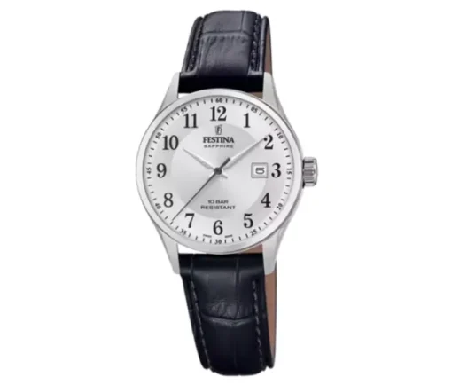 MONTRE FESTINA EN ACIER À MOUVEMENT SUISSE ET BRACELET DE CUIR