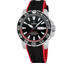 MONTRE FESTINA EN ACIER AVEC VERRE SAPHIR ET BRACELET DE CAOUTCHOUC
