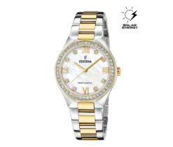 MONTRE FESTINA EN ACIER/PVD OR 2 TONS SERTIE DE CUBIQUES ZIRCONIAS